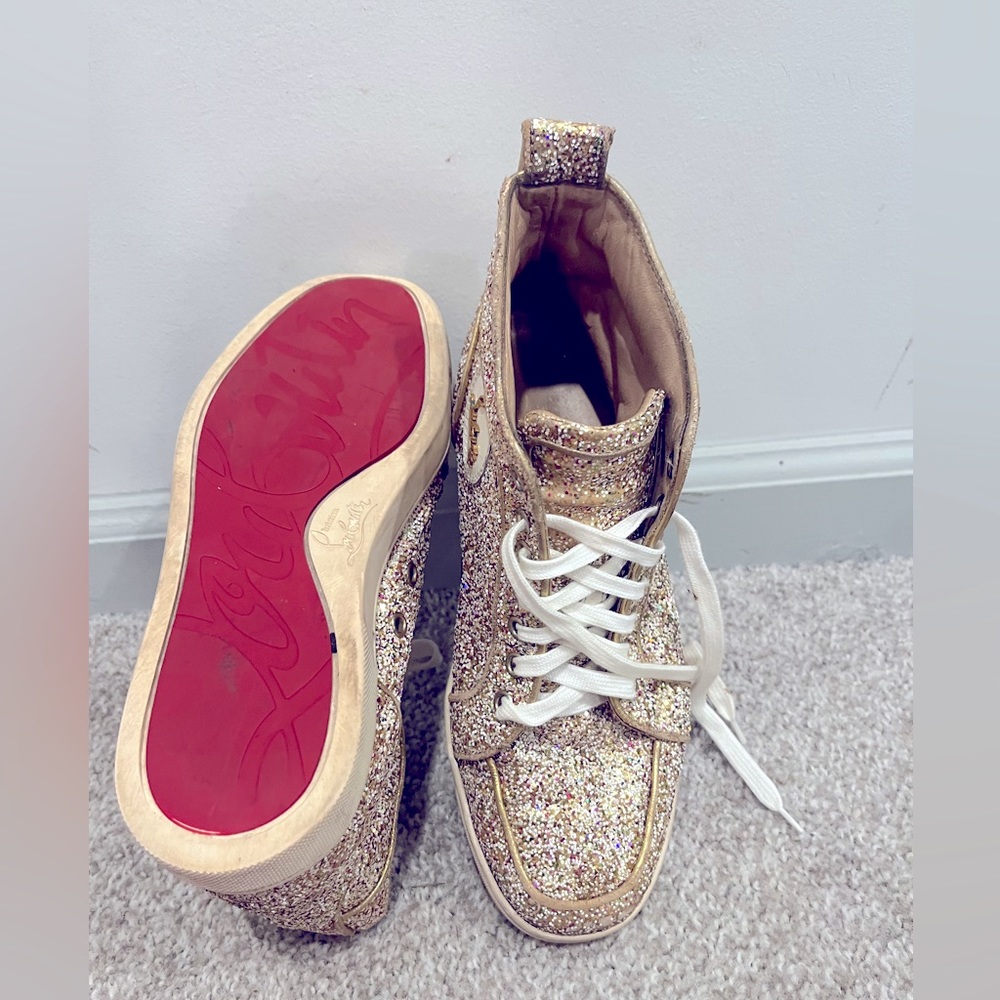 Louis Vuitton sneakers with a pop of sparkle.